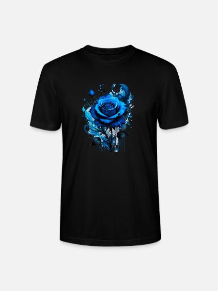 tinte,blaue Rose,illustration,malerei,graffiti - Stanley/Stella Unisex Bio-T-Shirt CRAFTER - Schwarz