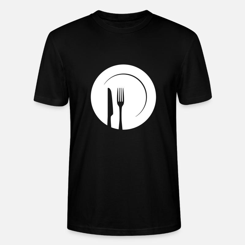 Teller mit Messer und Gabel - Stanley/Stella Unisex Bio-T-Shirt CRAFTER - Schwarz