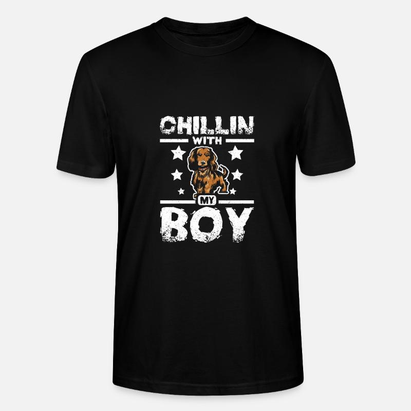 chillin avec mon teckel garçon - T-shirt bio CRAFTER Stanley Stella Unisexe - noir