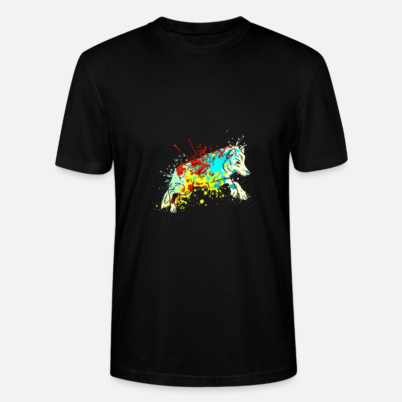 Splash Art Wolf - T-shirt bio CRAFTER Stanley Stella Unisexe - noir