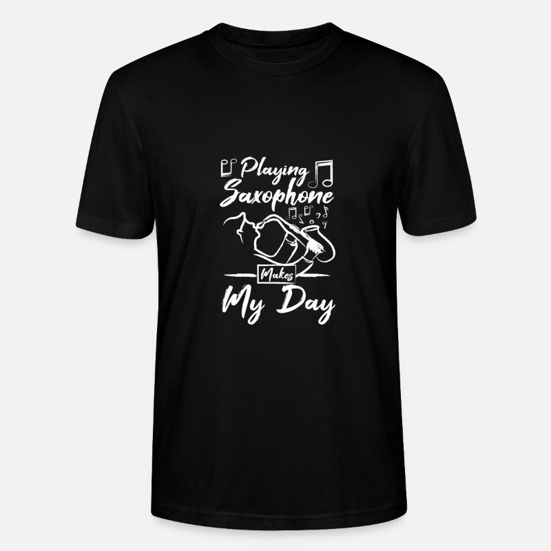 Playing saxophone makes my day - Stanley/Stella Unisex Bio-T-Shirt CRAFTER - Schwarz