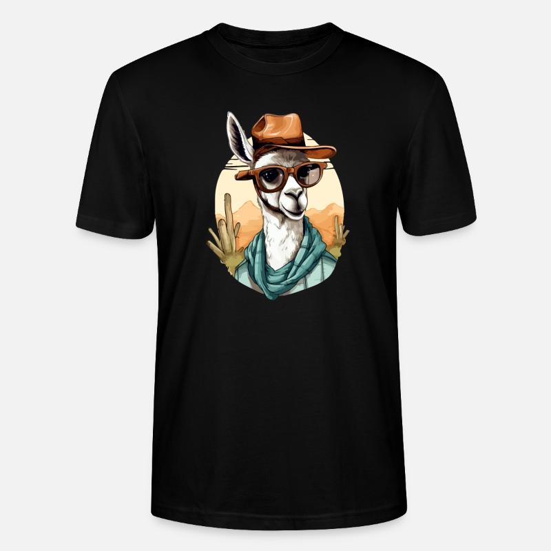 Goki le lama - T-shirt bio CRAFTER Stanley Stella Unisexe - noir