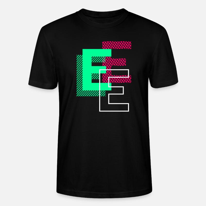 Initial Letter E Design Gift - Stanley/Stella CRAFTER Unisex Organic T-Shirt - black