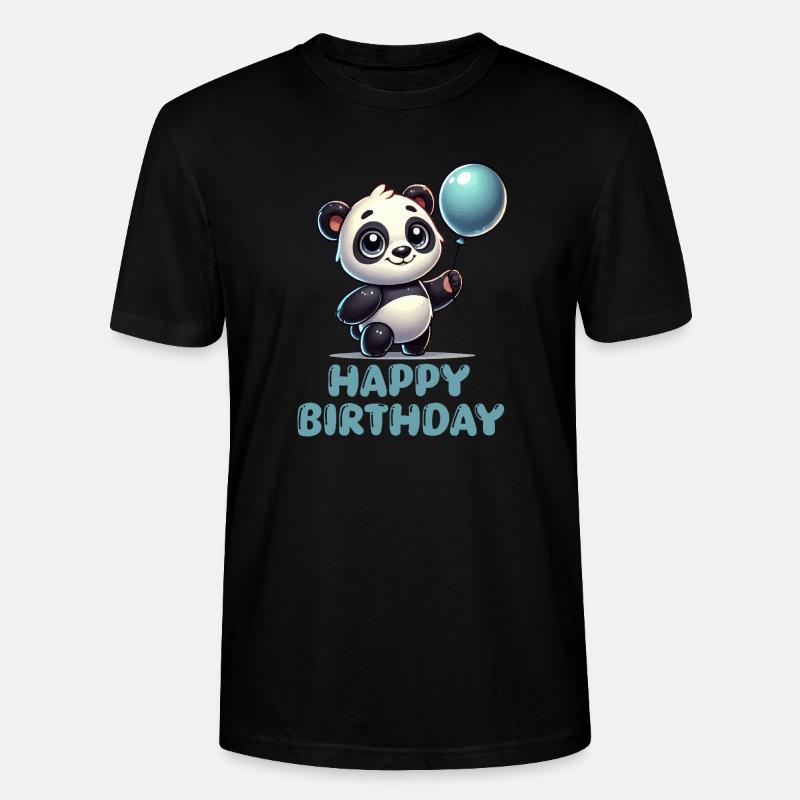 panda comic ballon birthday - Stanley/Stella Unisex Bio-T-Shirt CRAFTER - Schwarz