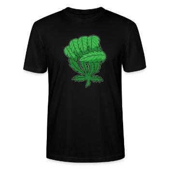 Weed Fist | Cannabis Marijuana THC CBD - Stanley/Stella CRAFTER Unisex Organic T-Shirt - black - Front - Alina (178cm) & Michal (187cm)
