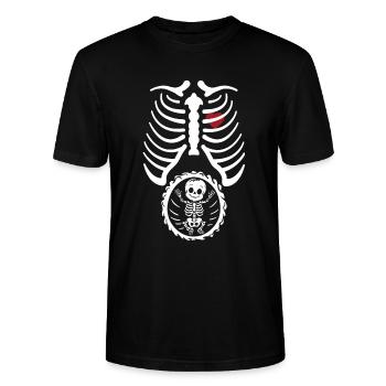Schwangere Mutter | Halloween-Design - Stanley/Stella Unisex Bio-T-Shirt CRAFTER - Schwarz - Vorne - Alina (178cm) & Michal (187cm)