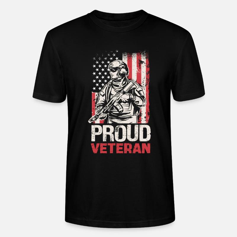 Stolzer Veteran mit US-Flagge - Stanley/Stella Unisex Bio-T-Shirt CRAFTER - Schwarz