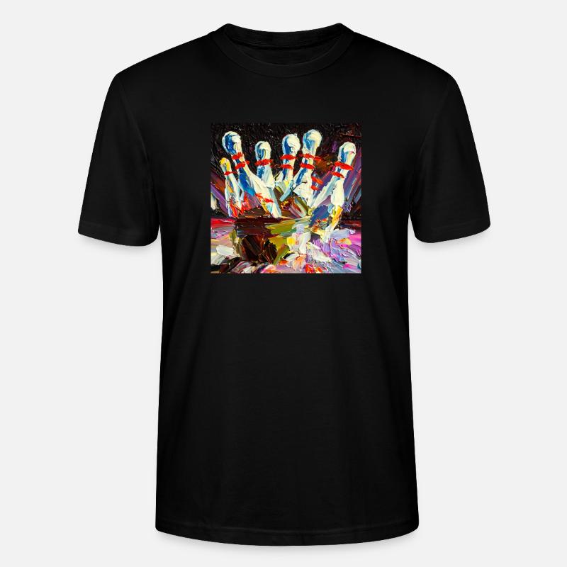 Abstraktes farbiges Ölgemälde eines Bowling-Strikes - Stanley/Stella Unisex Bio-T-Shirt CRAFTER - Schwarz