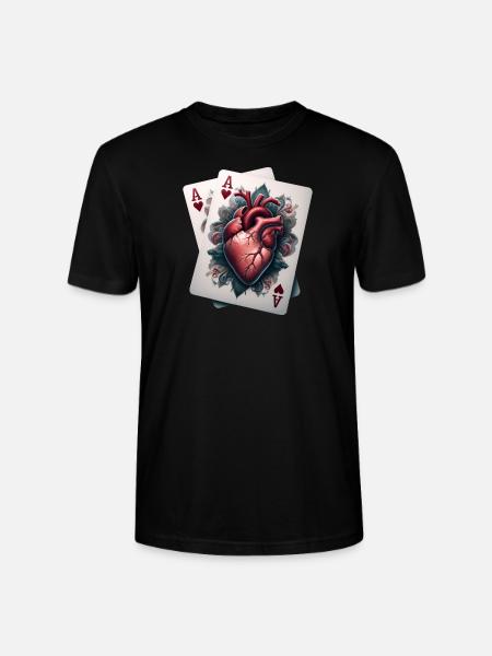 Ace of Hearts - Stanley/Stella CRAFTER Unisex Organic T-Shirt - black