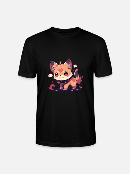 japansk hund Shiba Inu djævel sød skurk - Stanley Stella CRAFTER unisex økologisk-T-shirt - sort