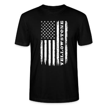 Flagge USA Yellowstone Nationalpark Geschenk - Stanley/Stella Unisex Bio-T-Shirt CRAFTER - Schwarz - Vorne - Alina (178cm) & Michal (187cm)