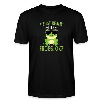 Frosch Liebhaber Kinder Frösche - Stanley/Stella Unisex Bio-T-Shirt CRAFTER - Schwarz - Vorne - Alina (178cm) & Michal (187cm)