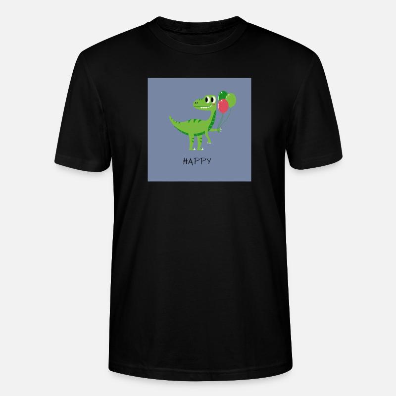 ,,happy"" Dino-Design mit Luftballon - Stanley/Stella Unisex Bio-T-Shirt CRAFTER - Schwarz