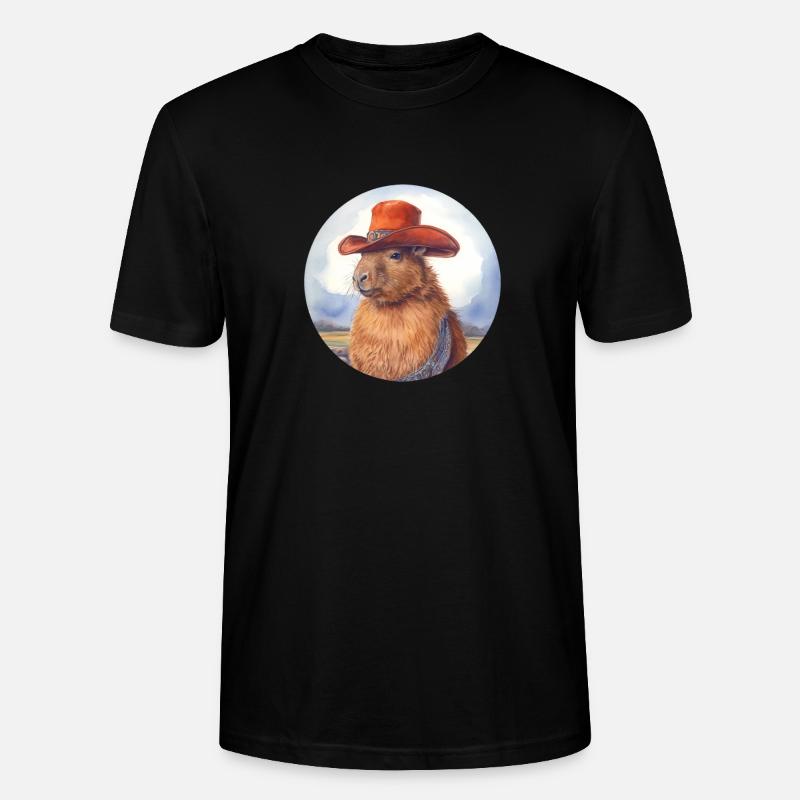 Capybara Cowboy - Stanley/Stella Unisex Bio-T-Shirt CRAFTER - Schwarz