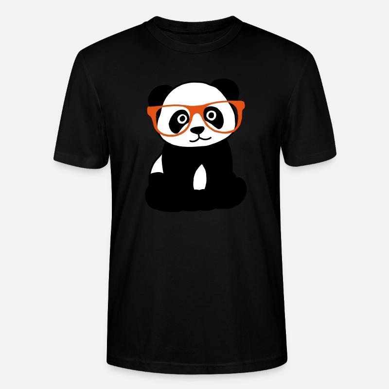Panda mit Brille - Stanley/Stella Unisex Bio-T-Shirt CRAFTER - Schwarz