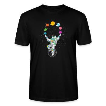 Astronaut jonglieren - Stanley/Stella Unisex Bio-T-Shirt CRAFTER - Schwarz - Vorne - Alina (178cm) & Michal (187cm)