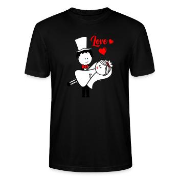 ehepaar married - Stanley/Stella Unisex Bio-T-Shirt CRAFTER - Schwarz - Vorne - Alina (178cm) & Michal (187cm)