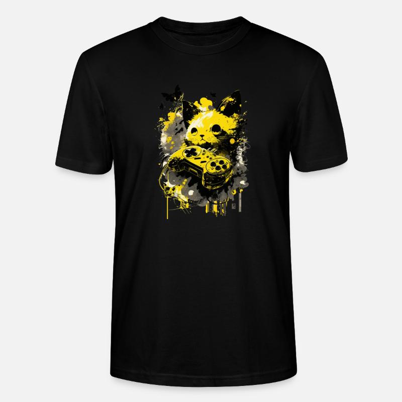 Chat de jeu – Style graffiti - T-shirt bio CRAFTER Stanley Stella Unisexe - noir