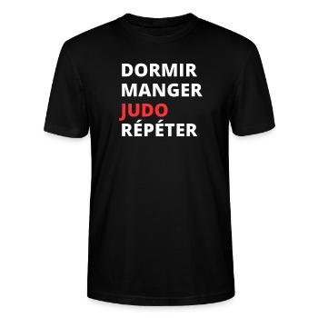 Dormir Mange Judo Repeter - T-shirt bio CRAFTER Stanley Stella Unisexe - noir - Devant - Alina (178cm) & Michal (187cm)