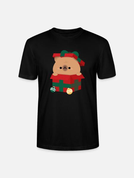Capybara Christmas Present - Stanley/Stella CRAFTER Unisex Organic T-Shirt - black