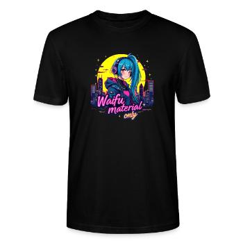 WAIFU MATERIAL ONLY - VAPORWAVE GAMERGIRL - Stanley/Stella Unisex Bio-T-Shirt CRAFTER - Schwarz - Vorne - Alina (178cm) & Michal (187cm)