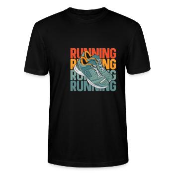 Läufer Jogger Runner Laufen - Stanley/Stella Unisex Bio-T-Shirt CRAFTER - Schwarz - Vorne - Alina (178cm) & Michal (187cm)