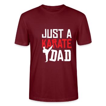 Karate Father Just A Karate Dad - Stanley/Stella CRAFTER Unisex Organic T-Shirt - burgundy - Front - Alina (178cm) & Michal (187cm)