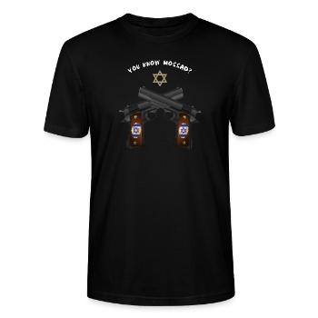 Lustiges Kennst du Mossad Shirt - Juden Israeli - Stanley/Stella Unisex Bio-T-Shirt CRAFTER - Schwarz - Vorne - Alina (178cm) & Michal (187cm)