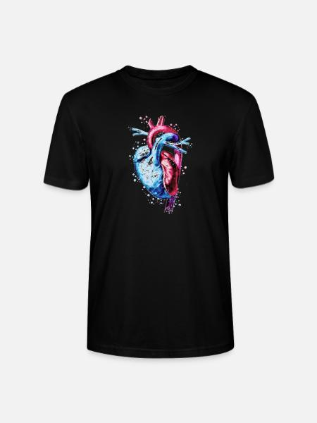 Anatomical art: Red and blue heart - Stanley/Stella CRAFTER Unisex Organic T-Shirt - black