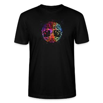 Baum des Lebens Keltische und nordische Mythologie Yggdrasil - Stanley/Stella Unisex Bio-T-Shirt CRAFTER - Schwarz - Vorne - Alina (178cm) & Michal (187cm)