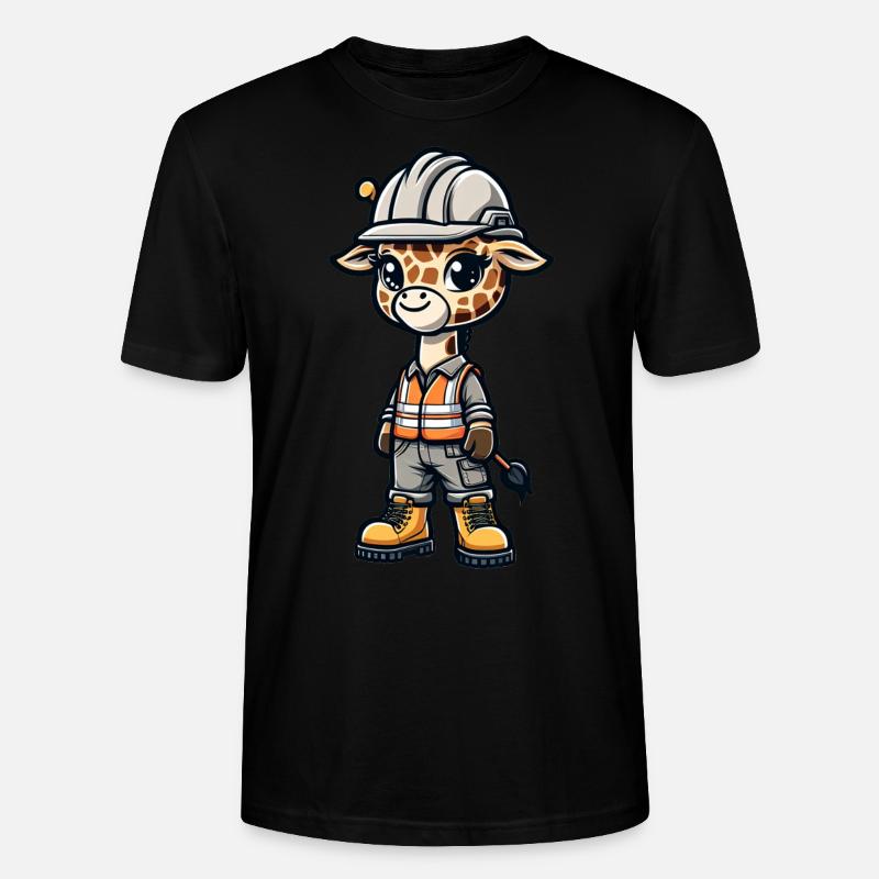 Cute Giraffe Construction Worker - Stanley/Stella Unisex Bio-T-Shirt CRAFTER - Schwarz