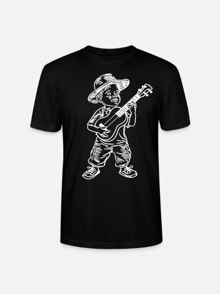 Ukulele Boy Drawing - Stanley/Stella CRAFTER Unisex Organic T-Shirt - black