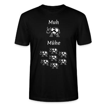 Eine Kuh macht muh, viele Kühe machen Mühe - Stanley/Stella Unisex Bio-T-Shirt CRAFTER - Schwarz - Vorne - Alina (178cm) & Michal (187cm)