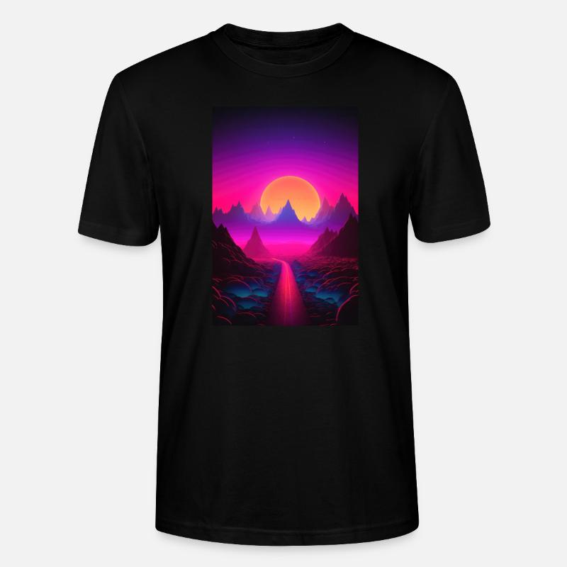 Luminous Peaks: Synthwave Serenity - Stanley/Stella Unisex Bio-T-Shirt CRAFTER - Schwarz