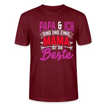 Papa et moi sommes d’accord pour dire que maman est la meilleure chérie - T-shirt bio CRAFTER Stanley Stella Unisexe - bordeaux - Devant - Alina (178cm) & Michal (187cm)