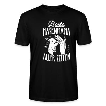 Beste Hasenmama aller Zeiten Hase Kaninchen - Stanley/Stella Unisex Bio-T-Shirt CRAFTER - Schwarz - Vorne - Alina (178cm) & Michal (187cm)