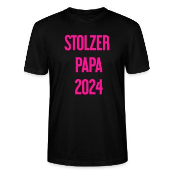 Proud Dad 2024 – pour les nouveaux papas - T-shirt bio CRAFTER Stanley Stella Unisexe - noir - Devant - Alina (178cm) & Michal (187cm)