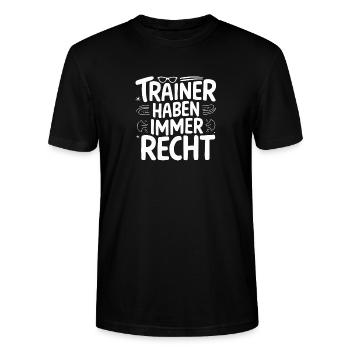 Trainer Haben Recht Lustige Coach Danke Fitness - Stanley/Stella Unisex Bio-T-Shirt CRAFTER - Schwarz - Vorne - Alina (178cm) & Michal (187cm)