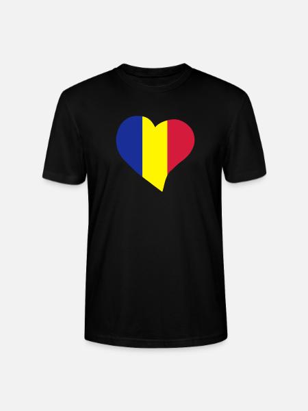 Romanian heart - Stanley/Stella CRAFTER Unisex Organic T-Shirt - black