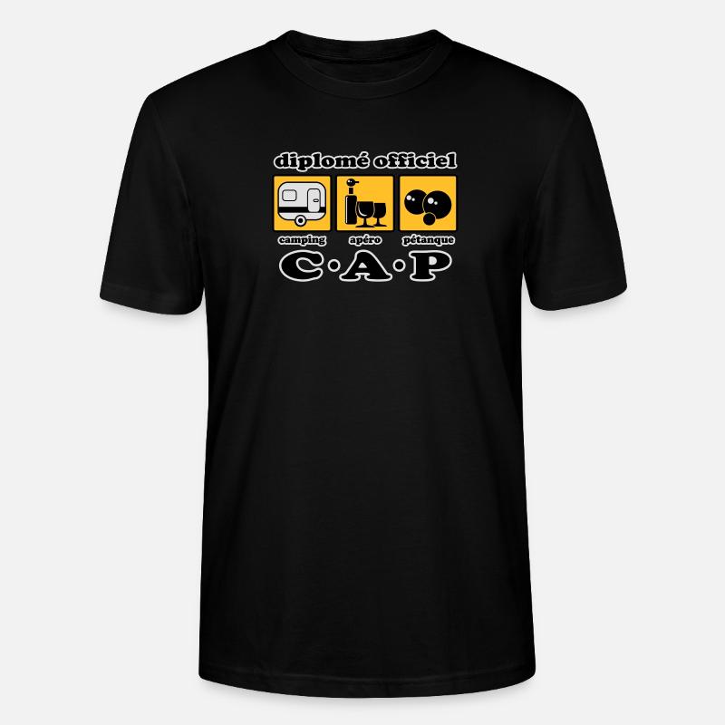 Camping apéro pétanque flex - T-shirt bio CRAFTER Stanley Stella Unisexe - noir
