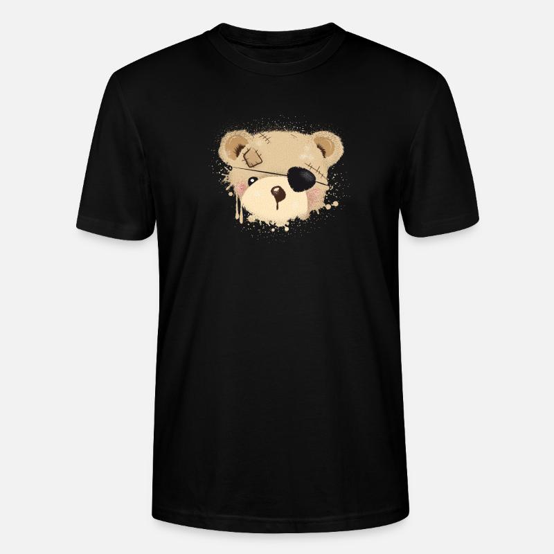 Nounours avec cache-œil - T-shirt bio CRAFTER Stanley Stella Unisexe - noir
