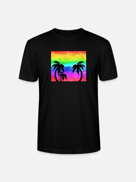 Rainbow Sunset Palmen Strand - Stanley/Stella Unisex Bio-T-Shirt CRAFTER - Schwarz