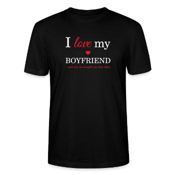 J'aime mon petit ami - T-shirt bio CRAFTER Stanley Stella Unisexe - noir - Devant - Alina (178cm) & Michal (187cm)