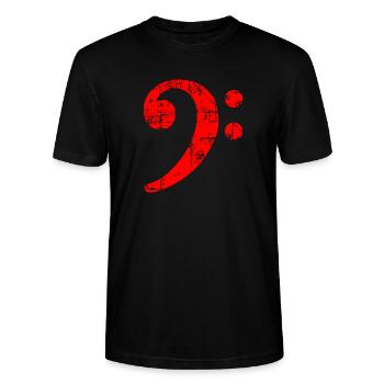 Bassschlüssel (Vintage Rot) Bassisten Bassist Bass - Stanley/Stella Unisex Bio-T-Shirt CRAFTER - Schwarz - Vorne - Alina (178cm) & Michal (187cm)