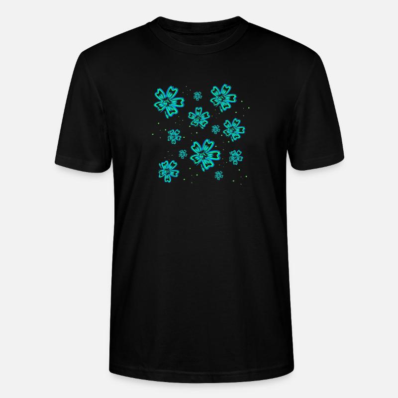 Blumenmuster türkis, blumendrucke mädchen - Stanley/Stella Unisex Bio-T-Shirt CRAFTER - Schwarz