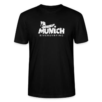 Munich Riversurfing München Surfer (Vintage Weiß) - Stanley/Stella Unisex Bio-T-Shirt CRAFTER - Schwarz - Vorne - Alina (178cm) & Michal (187cm)