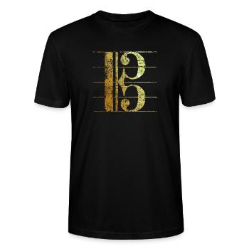 Altschlüssel, Bratschenschlüssel, Notenschlüssel - Stanley/Stella Unisex Bio-T-Shirt CRAFTER - Schwarz - Vorne - Alina (178cm) & Michal (187cm)
