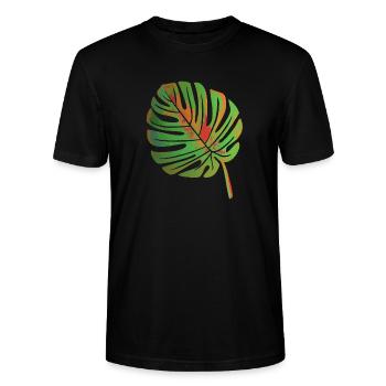 Monstera leaf - Stanley/Stella CRAFTER Unisex Organic T-Shirt - black - Front - Alina (178cm) & Michal (187cm)