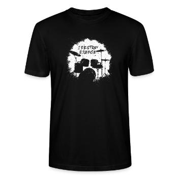 Schlagzeug Schlagzeuger - Stanley/Stella Unisex Bio-T-Shirt CRAFTER - Schwarz - Vorne - Alina (178cm) & Michal (187cm)
