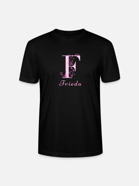 FRIEDA Namensshirt Blumen Buchstabe Damen - Stanley/Stella Unisex Bio-T-Shirt CRAFTER - Schwarz